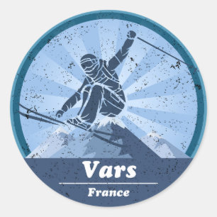Vars Ski resort - Skiing Classic Round Sticker