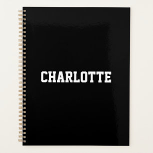Varsity athletic sports black white custom name planner