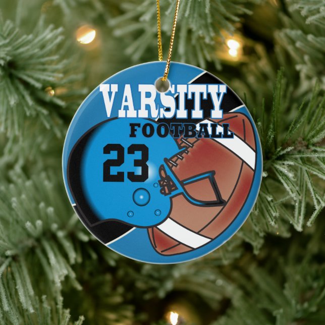 Varsity Blue and Black Football Ceramic Tree Decoration (Tree)