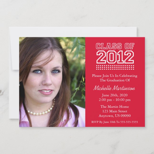 Varsity Class Of 2012 Graduation (Red) Invitation (Front)