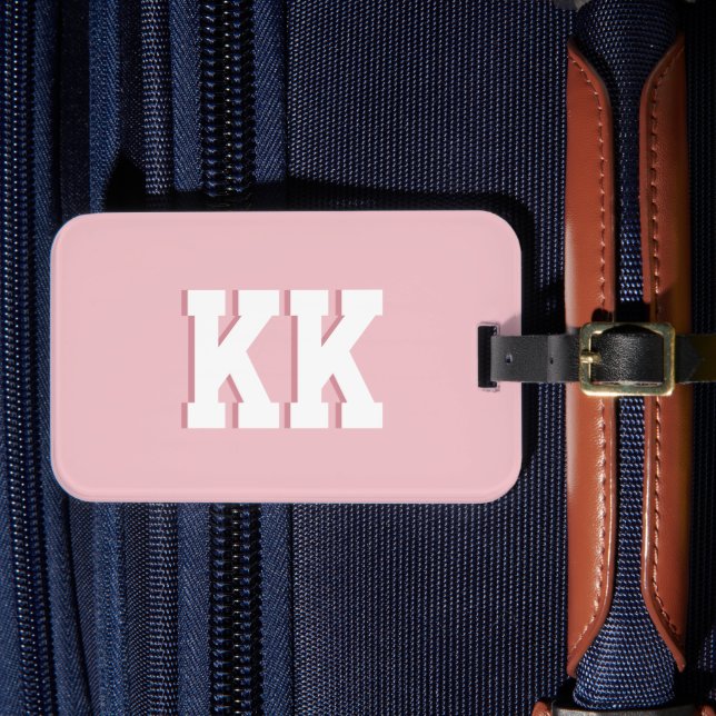 Varsity Collegiate Block Monogram Initials Luggage Tag (Front Insitu 4)