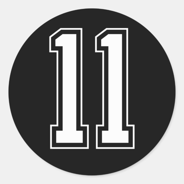 Varsity Jersey Number 11 Classic Round Sticker (Front)