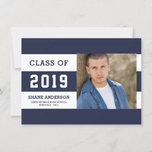 Varsity Lettering Stripes Grad Photo Announcement