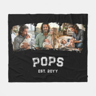 Varsity Pops 3 Photo Grandpa Nickname Est Year Fleece Blanket