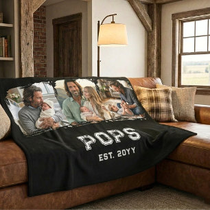 Varsity Pops 3 Photo Grandpa Nickname Est Year Sherpa Blanket