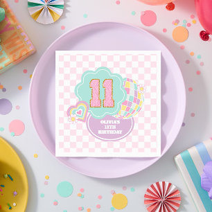 Varsity preppy pastel patch 11th Birthday Napkin