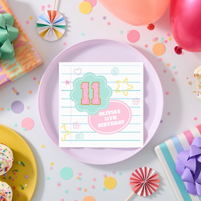 Varsity preppy pastel patch notebook 11th Birthday Napkin (Creator Uploaded)