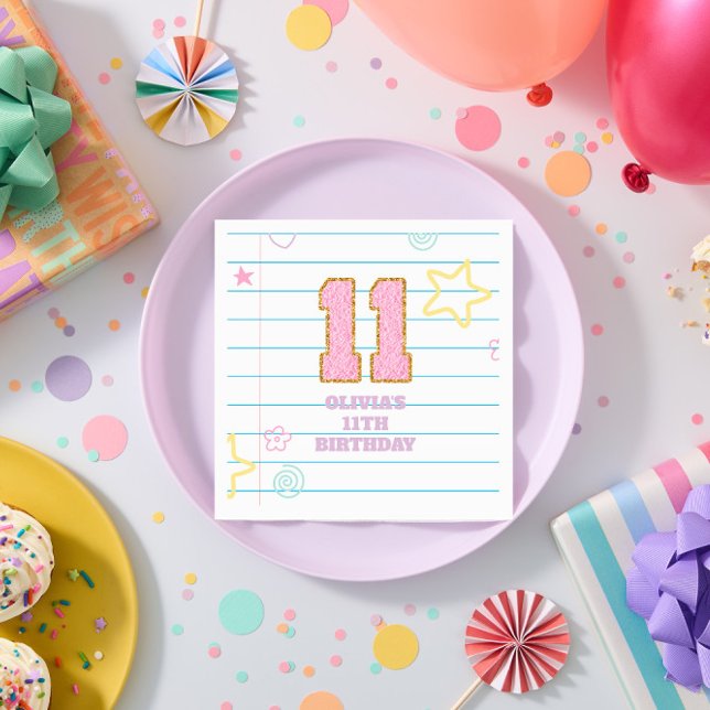 Varsity preppy pastel patch notebook 11th Birthday Napkin (Creator Uploaded)