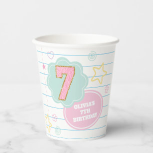 Varsity preppy pastel patch notebook 7th Birthday Paper Cups