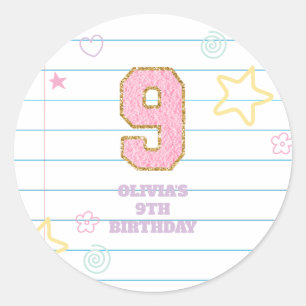 Varsity preppy pastel patch notebook 9th Birthday Classic Round Sticker