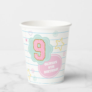 Varsity preppy pastel patch notebook 9th Birthday Paper Cups