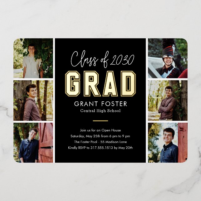 Varsity Pride Foil Graduation EDITABLE COLOR (Front)