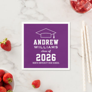 Varsity Purple Class of 2026 Graduation Party Napkin