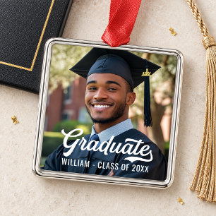 Varsity Script Graduate Photo Class of 2026 Metal Tree Decoration