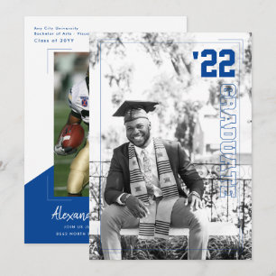 Varsity Sport Theme 2 Photo Graduation Party Invitation