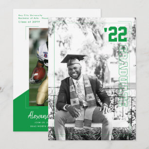 Varsity Sport Theme 2 Photo Graduation Party Invitation