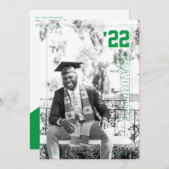 Varsity Sport Theme | 2 Photo Graduation Party  Invitation (Front/Back)