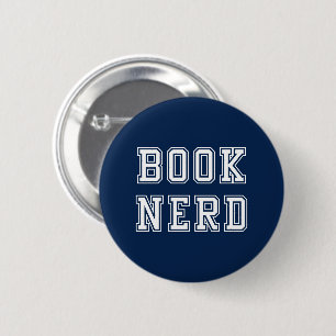 Varsity Style Book Nerd with Editable Color 6 Cm Round Badge