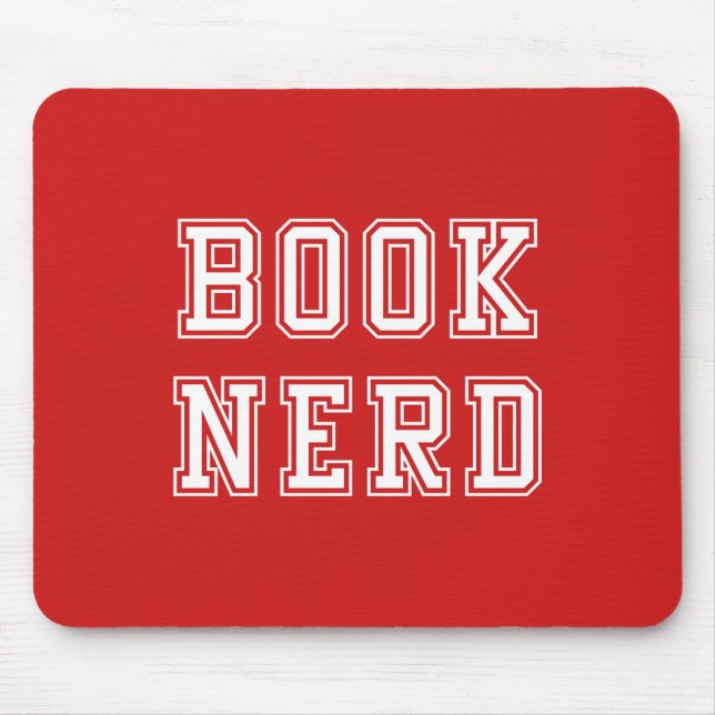 Varsity Style Book Nerd with Editable Colour Mouse Pad (Front)
