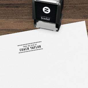 Varsity Style Stripes From The Desk Of Coach Self-inking Stamp