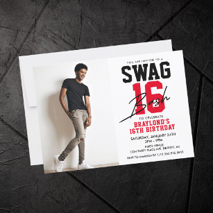 Varsity Style Swag 16 Birthday Invitation