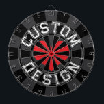 Varsity Style Text Font Black Charcoal Red Heart Dartboard<br><div class="desc">Varsity Style Text Font CUSTOM DESIGN Editable Top and Bottom Text with Red Heart on Black and Charcoal coloured Dartboard. Personalise to your liking!</div>