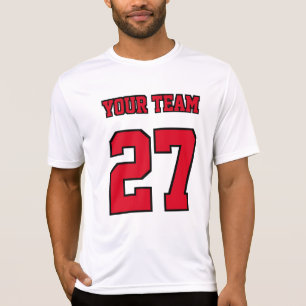 Varsity Team Name Number Red Black Basketball   T-Shirt