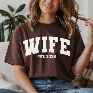 Varsity Wifey Hubby Shirt, Custom Engagement Gift T-Shirt