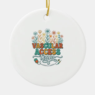 Vascular Access Team Floral Medical Shirt Design_1 Ceramic Tree Decoration