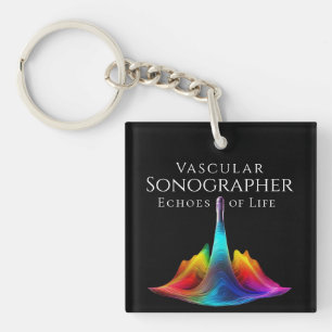 Vascular Sonographer-Colorful Ultrasound Waves Key Ring