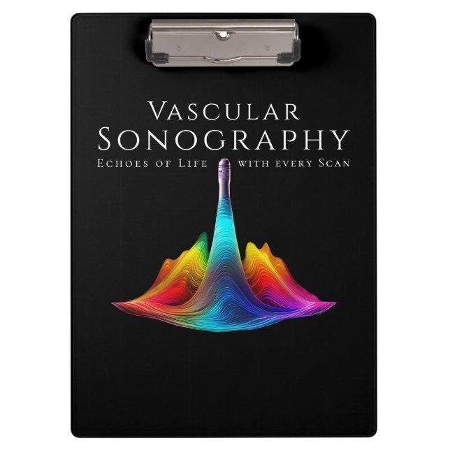 Vascular Sonographer-Colourful Ultrasound Waves Clipboard (Front)