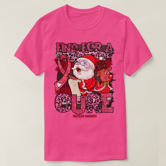 Vasculitis Awareness leopard christmas cure santa  T-Shirt (Design Front)
