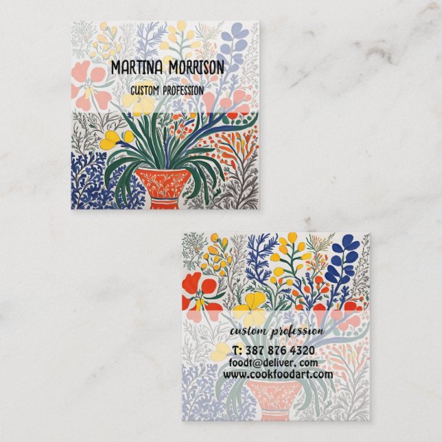 Vase and Wild Flowers  Square Business Card (Front/Back)