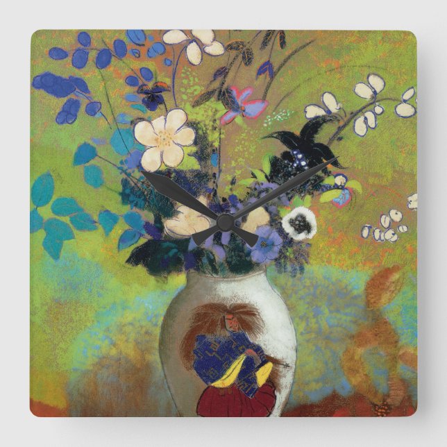 Vase au Guerrier Japonais (Japanese Warrior Vase) Square Wall Clock (Front)