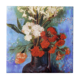 Vase Carnations Other Flowers Vincent van Gogh Tile
