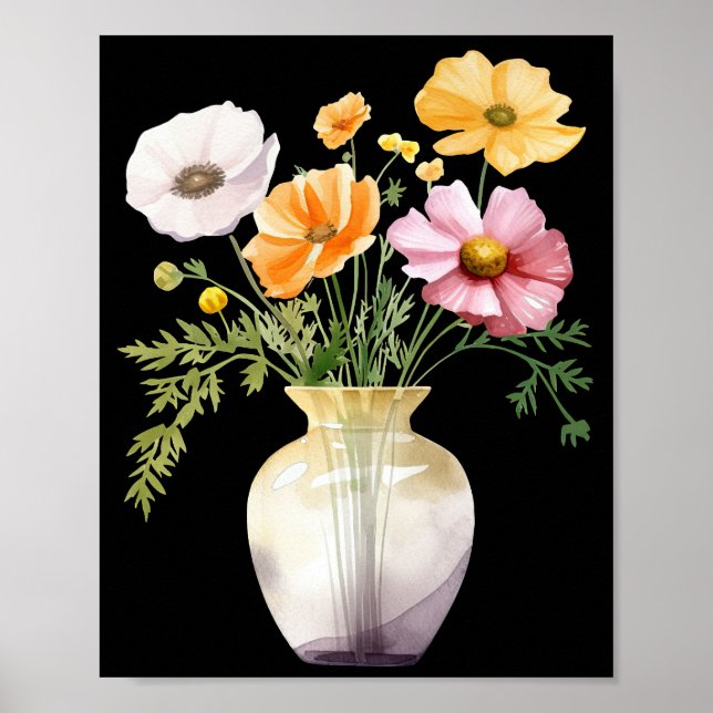Vase Flowers Watercolor Printable Poster (Front)