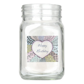 Vase Mason Jar Happy Birthday