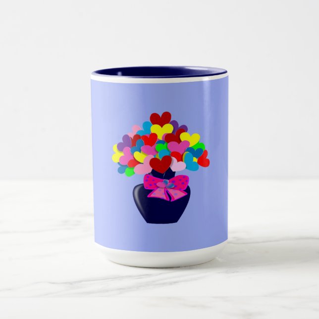 Vase Of Colourful Hearts Two Tone Coffee Mug (Center)