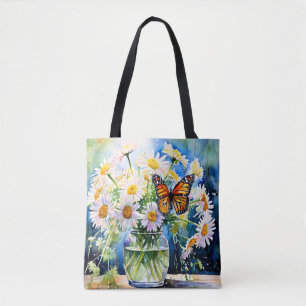 Vase of Daisies Pretty Floral Tote Bag