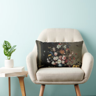 Vase of Flowers by a Window, Balthasar van der Ast Lumbar Cushion