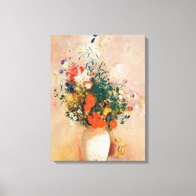 Vase of Flowers by Redon Post-Impressionist Canvas Print (Front)