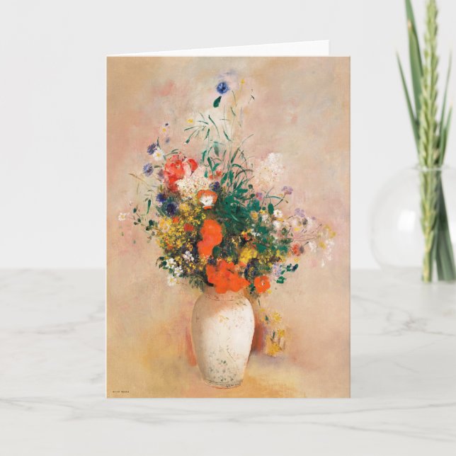 Vase of Flowers by Redon Post-Impressionist Card (Front)
