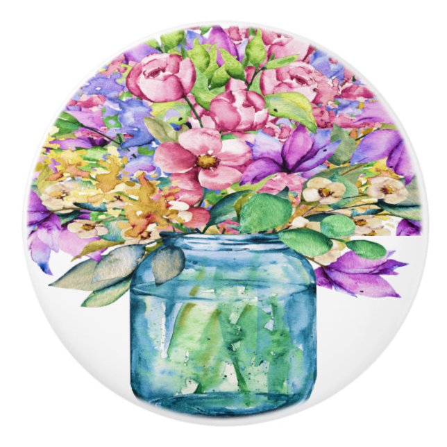 Vase of Flowers Ceramic Drawer Knobs (Front)