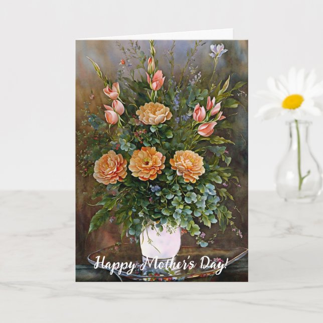 Vase of Flowers Floral Mother's Day Card (Small Plant)