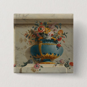 Vase of Flowers in a Niche 15 Cm Square Badge