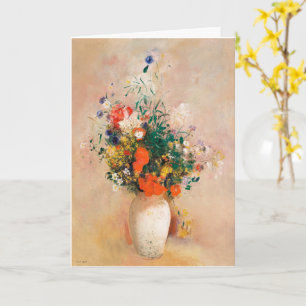 Vase of Flowers on pink background Card