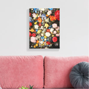 Vase of Flowers with Jewel, Coins and Shells, 1606 Canvas Print