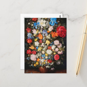 Vase of Flowers with Jewel, Coins and Shells, 1606 Postcard