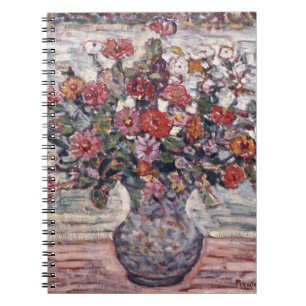 Vase of Flowers, Zinnias by Maurice Prendergast Spiral Notebook