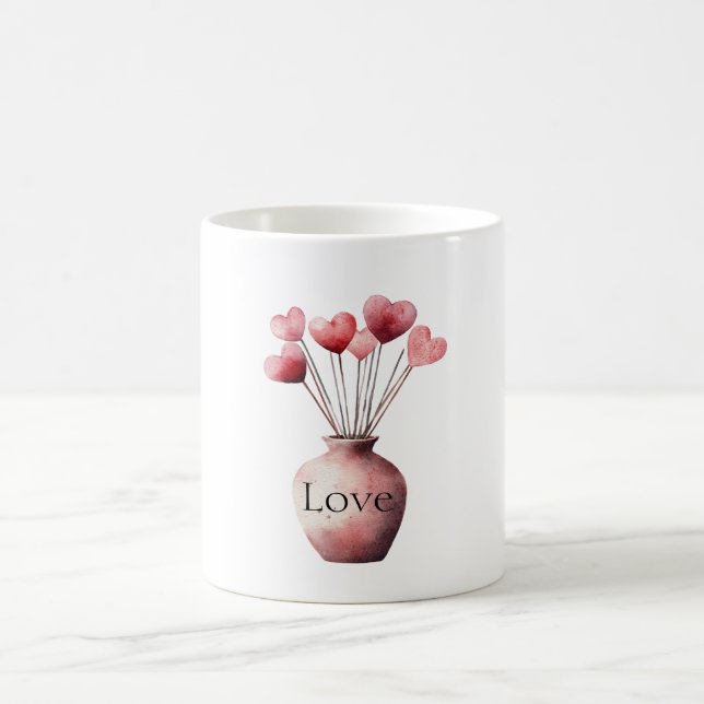 Vase of Hearts Love Coffee Mug (Center)